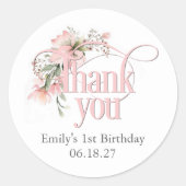 小恋しく思1歳の誕生日感謝していの ラウンドシール (正面)