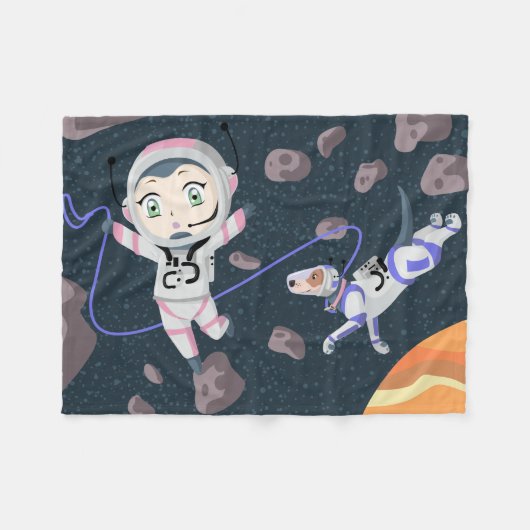 小惑星ガール フリースブランケット (正面(横))