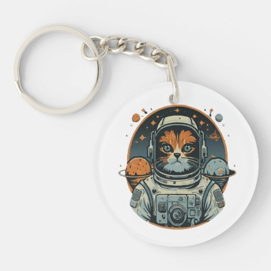 小惑星上の猫宇宙飛行士 キーホルダー (正面)