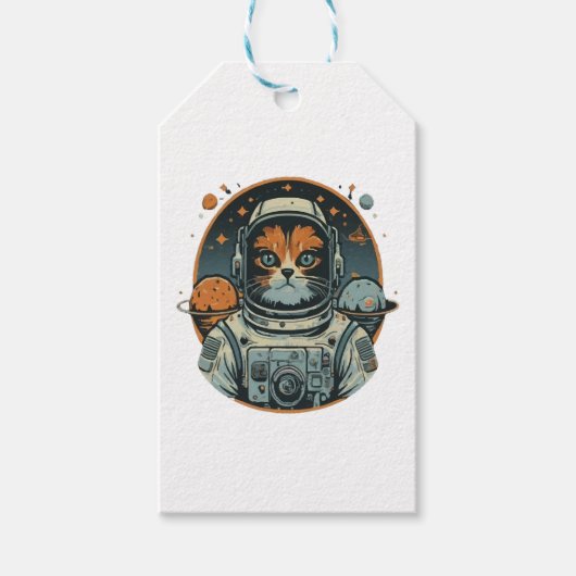 小惑星上の猫宇宙飛行士 ギフトタグ (正面)
