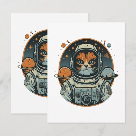 小惑星上の猫宇宙飛行士 ノートカード (正面/裏面)