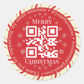 小感謝してい小企業のqrコードクリスマスレッド ラウンドシール (正面)