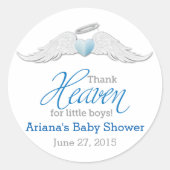 小感謝してい男の子の赤ちゃんシャワー用天国 ラウンドシール (正面)