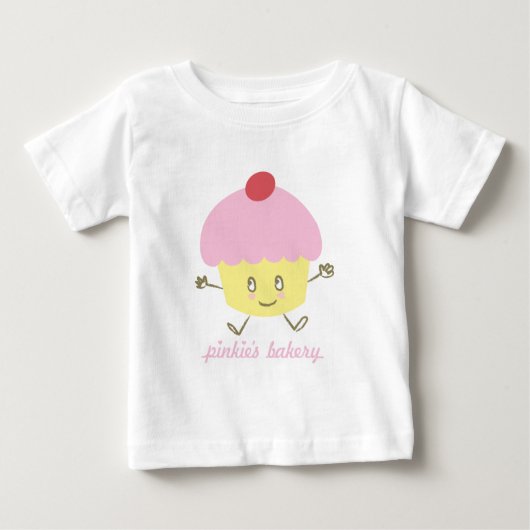 小指のベーカリーのカップケーキの乳児のTシャツ ベビーTシャツ (正面)