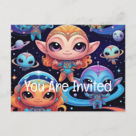小数々の色エイリアン宇宙 インビテーションポストカード