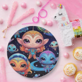 小数々の色エイリアン宇宙 ペーパープレート (パーティー)