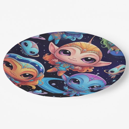 小数々の色エイリアン宇宙 ペーパープレート (アングル)