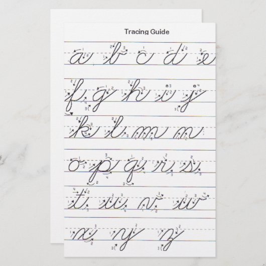 小文字の筆記体ガイド 便箋 (正面/裏面)