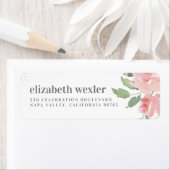 小文字はっきりした名水色バラと金ゴールドグリッター ラベル