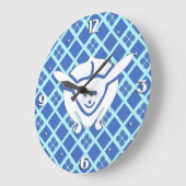 小日本のウサギ青 ラージ壁時計 (傾斜)