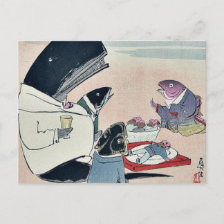 小林ロシアの清親の船乗り夕食 ポストカード