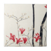 小林古径によるマグノリアの木、ヴィンテージ・ネイチャー タイル (正面)