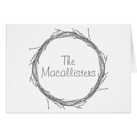 小枝とつる植物グリーティングカード (正面横)