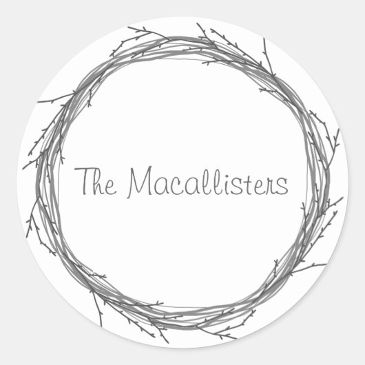 小枝とつる植物 ラウンドシール (正面)