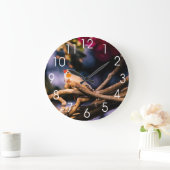 小枝のかわいいキンカチョウ ラージ壁時計 (ホーム)