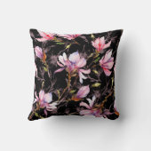 小枝の上に咲くピンクのモクレンの花 クッション (裏面)