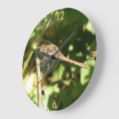 小枝の上のトンボの時計 ラージ壁時計 (傾斜)