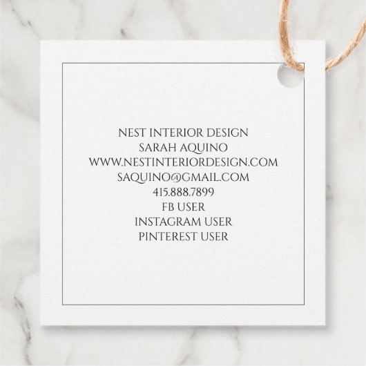 小枝の入れ子のインテリアデザインつるラベル フェイバータグ (裏面)