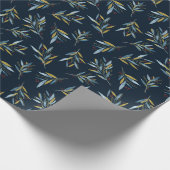 小枝の植物繰り返しパターンと金ゴールド ラッピングペーパー (角)