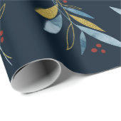 小枝の植物繰り返しパターンと金ゴールド ラッピングペーパー (ロールコーナー)