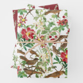 小枝の鳥、果実との組み合わせ済み ラッピングペーパーシート (インサイチュ)