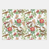 小枝の鳥、果実との組み合わせ済み ラッピングペーパーシート (正面)