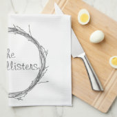 小枝及びつる植物 キッチンタオル (四つ折り)