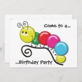 小枝(こ)の誕生日(ひな)パーティーのいもむし 招待状 (正面/裏面)