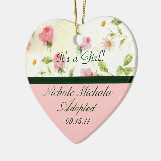 小柄いピンクのバラの採用の発表の記念品 セラミックオーナメント (左)