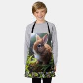 「小柄なチャーム：茶色と白のドワーフバニー」 エプロン (着用した状態)