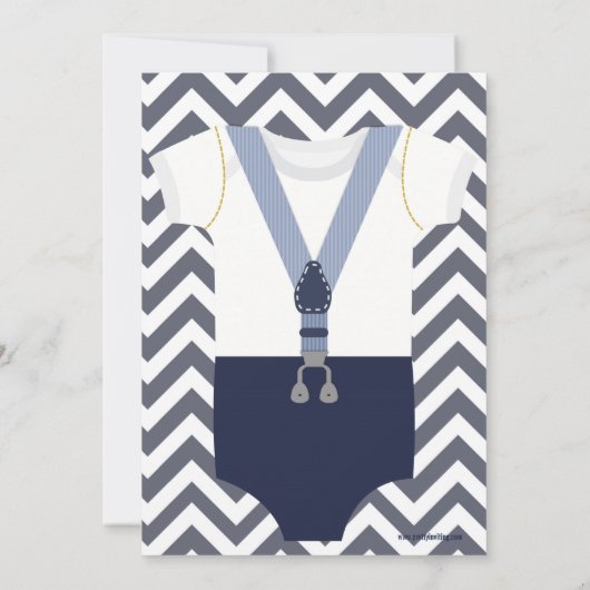 小柄な男の子のベビーシャワー招待状、ボーイ服 招待状 (裏面)