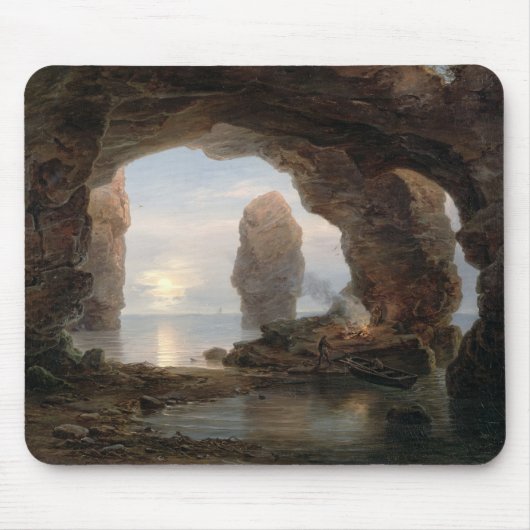 小洞窟のHelgoland 1850年、漁師(油はできます マウスパッド (正面)