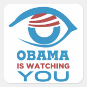 小浜が小浜のアイプリズムを見ている スクエアシール (正面)