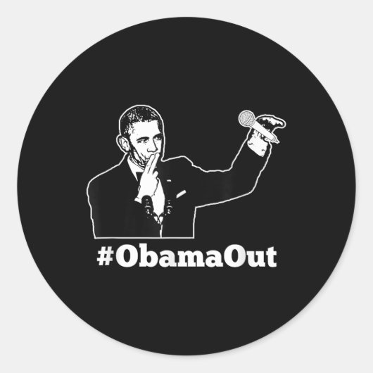 小浜出力 – #obamaout Mic Drop おもしろい ラウンドシール (正面)