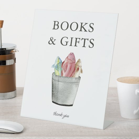 小漁師の本とギフト赤ちゃんシャワーのサイン 台座サイン (インサイチュ)