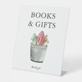 小漁師の本とギフト赤ちゃんシャワーのサイン 台座サイン (正面)