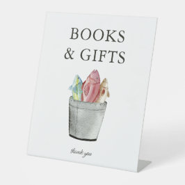 小漁師の本とギフト赤ちゃんシャワーのサイン 台座サイン