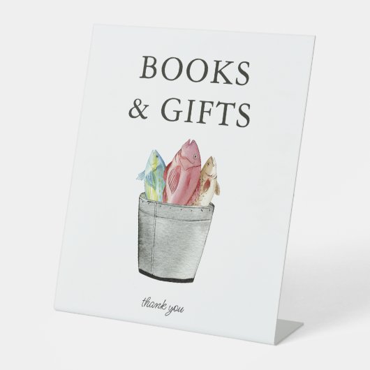 小漁師の本とギフト赤ちゃんシャワーのサイン 台座サイン (正面)