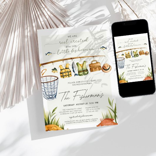 小漁師素朴男の子のシャワー 招待状