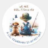 小漁師 | かわいい少年の赤ちゃんシャワー ラウンドシール (正面)