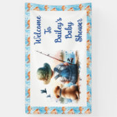 小漁師 | かわいい少年の赤ちゃんシャワー 横断幕 (縦)