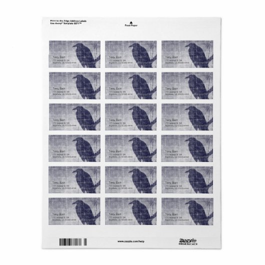 小烏が柳の枝に ラベル (フルシート)