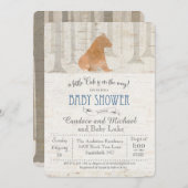 小熊の樺の木のベビーシャワーの招待状 招待状 (正面/裏面)