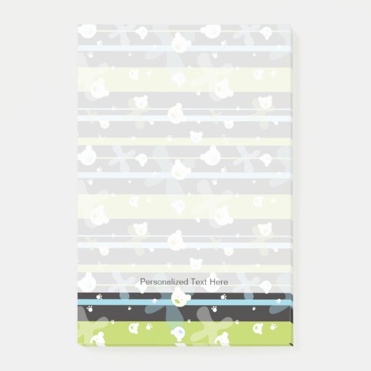 小熊付きのかわいい柄 ポストイット (正面)