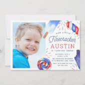 小爆竹 | Popsicle子供の誕生日写真 招待状 (正面)