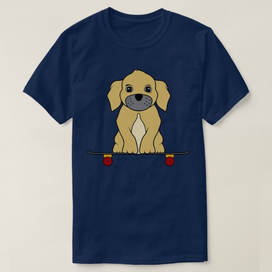 小犬がスケートボードに座っている Tシャツ (デザイン正面)