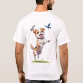 小犬と鳥、Tシャツ Tシャツ (裏面)