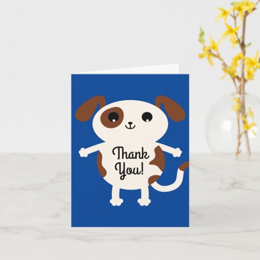 小犬のかわいいカラフルの第1誕生会のテーマ カード (黄色い花)