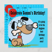 小犬のカスタマイズ誕生日の招待 招待状 (正面/裏面)