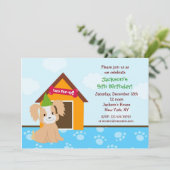 小犬のカスタムなBirthdaのパーティの招待状 招待状 (スタンド正面)